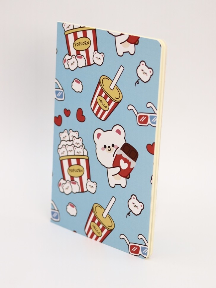 Блокнот (А5) "Мишка фастфуд", синий (14,5х21 см)