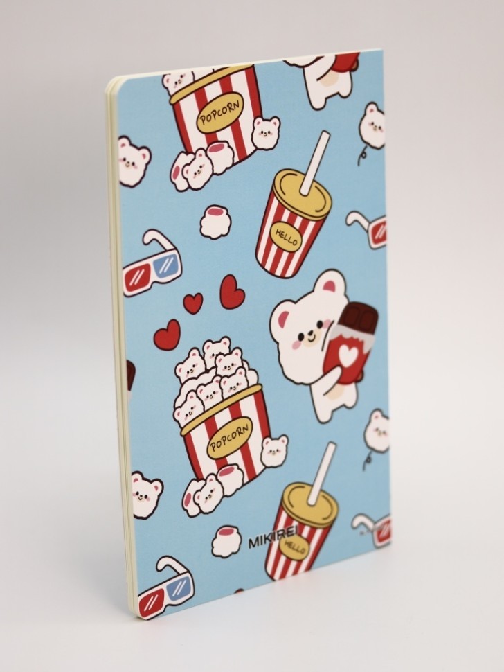 Блокнот (А5) "Мишка фастфуд", синий (14,5х21 см)