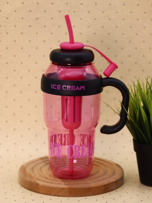 Бутылка с трубочкой &quot;Ice cream&quot; розовая, 1400 мл 