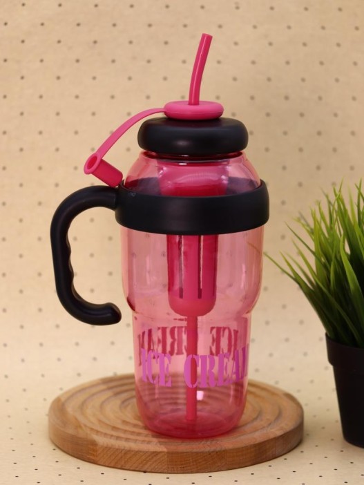 Бутылка с трубочкой &quot;Ice cream&quot; розовая, 1400 мл 