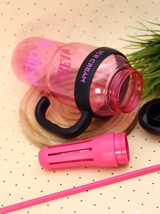 Бутылка с трубочкой &quot;Ice cream&quot; розовая, 1400 мл 