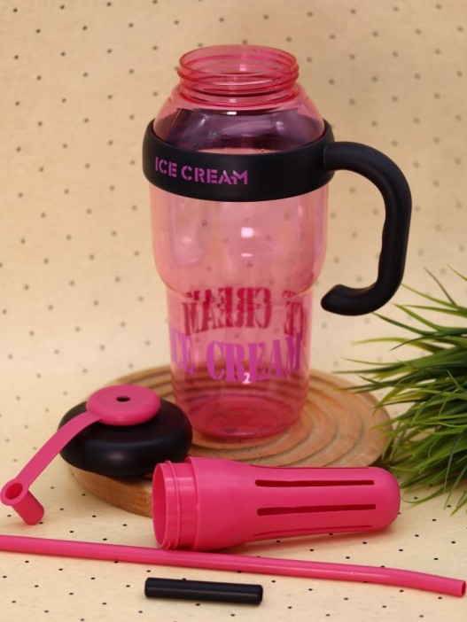 Бутылка с трубочкой &quot;Ice cream&quot; розовая, 1400 мл 