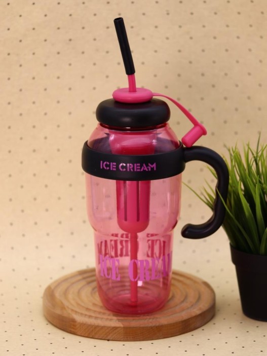 Бутылка с трубочкой &quot;Ice cream&quot; розовая, 1400 мл 