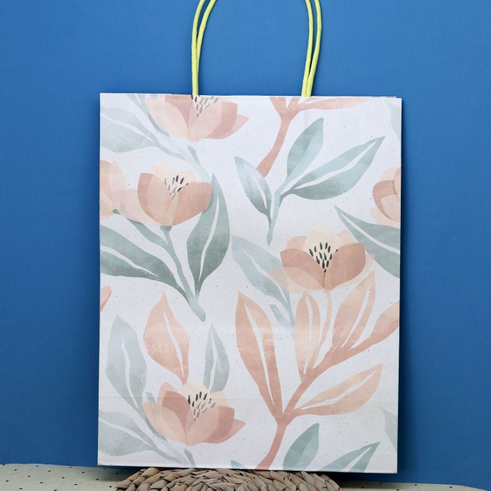 Пакет подарочный (M) «Flowers bloom», green (26*32*12) 