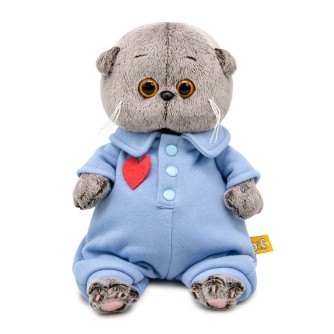 Мягкая игрушка "Басик BABY в голубом комбинезоне с сердечком" (20 см)