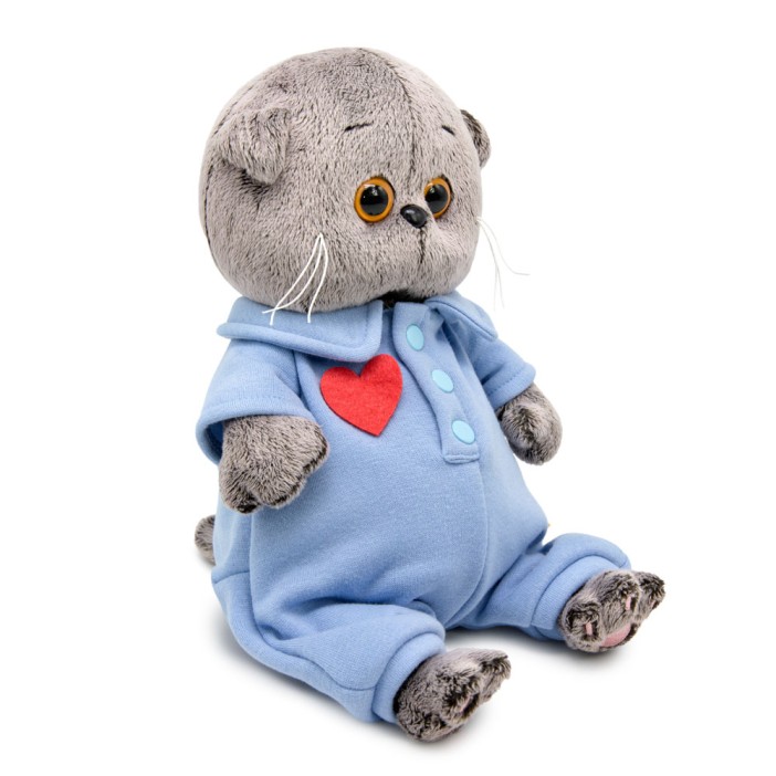 Мягкая игрушка "Басик BABY в голубом комбинезоне с сердечком" (20 см) 