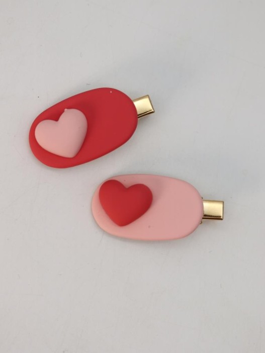 Набор заколок для волос GIRLY 2 шт. "Soft hearts", pink 