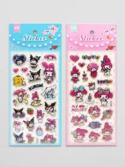 Пузырчатые наклейки с горячим золотом "Hello Kitty и друзья" (10*24 см), mix