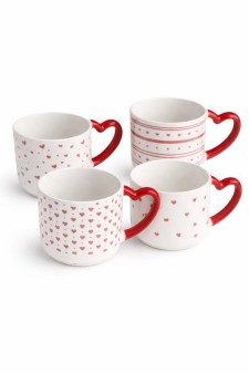 Набор керамических кружек 12шт. «Сердечки», красная
