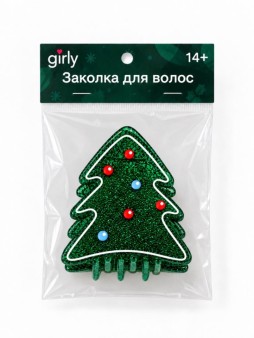 Заколка-краб для волос GIRLY "Ёлочка", зелёная