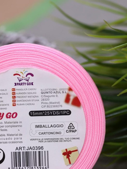 Лента для декора и подарков &quot;Ribbon of magic&quot;, neon light pink (1,5 см*1 м) 
