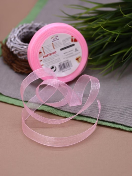 Лента для декора и подарков &quot;Ribbon of magic&quot;, neon light pink (1,5 см*1 м) 