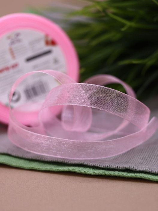 Лента для декора и подарков &quot;Ribbon of magic&quot;, neon light pink (1,5 см*1 м) 