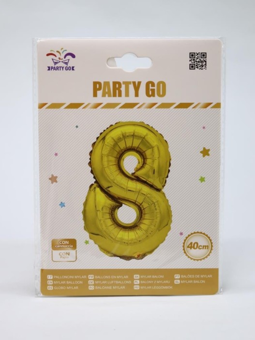 Шар фольгированный &quot;Milestone moments&quot; цифра 8, золото (40 см) 