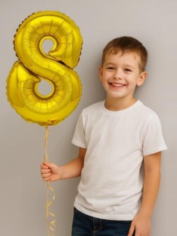 Шар фольгированный "Milestone moments" цифра 8, золото (40 см)