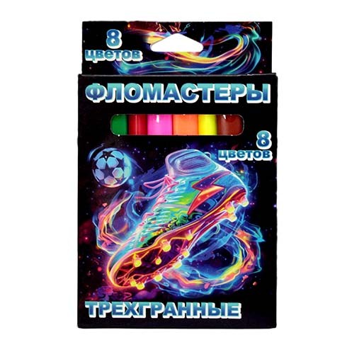 Фломастеры &quot;Футбол&quot;, 8 цв., треугольные 