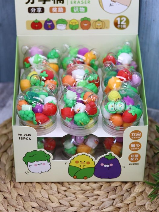Набор ластиков &quot;Vegetables&quot;, шоу-бокс 18 шт. 