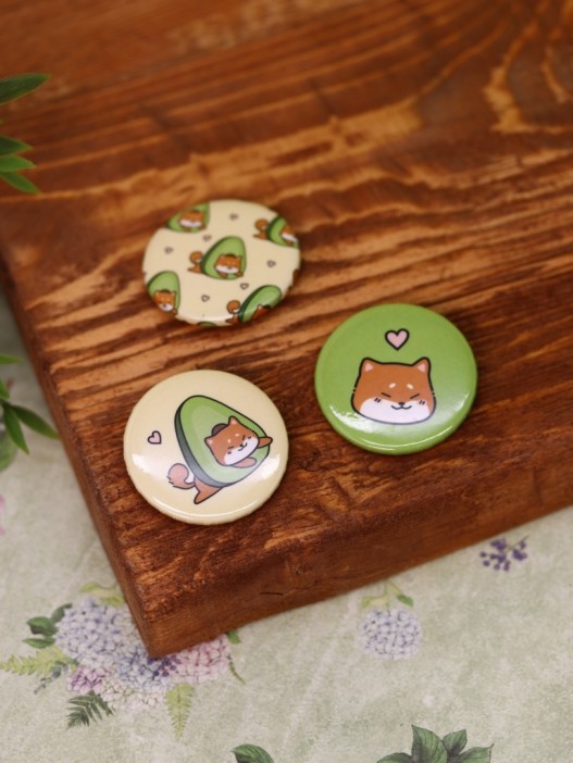 Набор значков 3 шт. iLikeGift Аниме «Shiba inu avocado» 