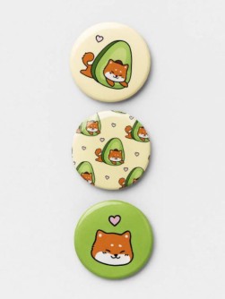 Набор значков 3 шт. iLikeGift Аниме «Shiba inu avocado»
