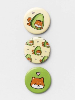 Набор значков 3 шт. iLikeGift Аниме «Shiba inu avocado»