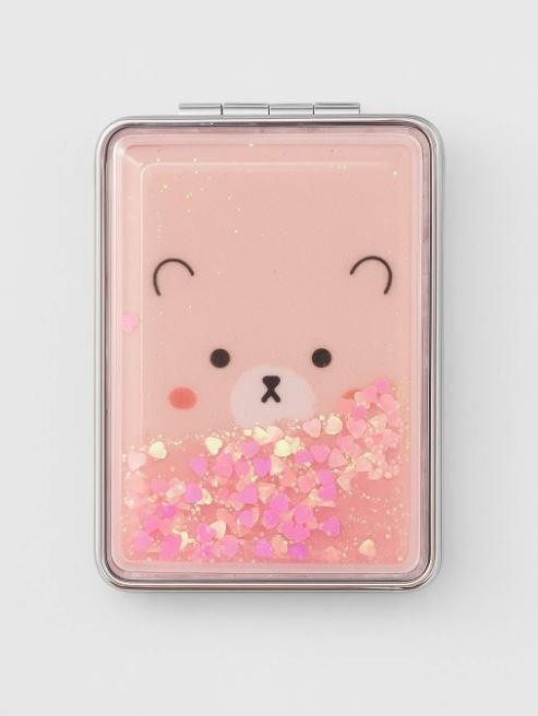 Зеркало-шейкер раскладное &quot;Animal bear&quot;, pink (8*6 см) 