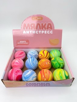Мялка - антистресс "Мраморный шарик", шоу-бокс 12 шт.