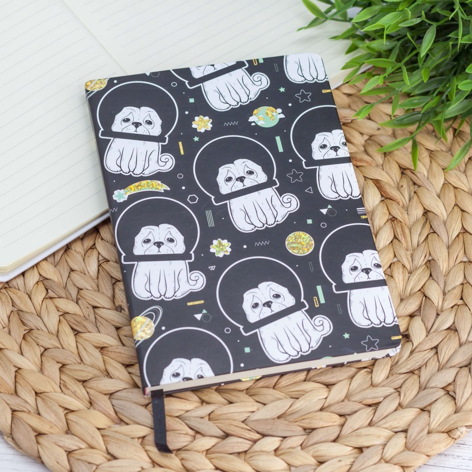 Блокнот (A5) "Space dog", black (14.5*21)