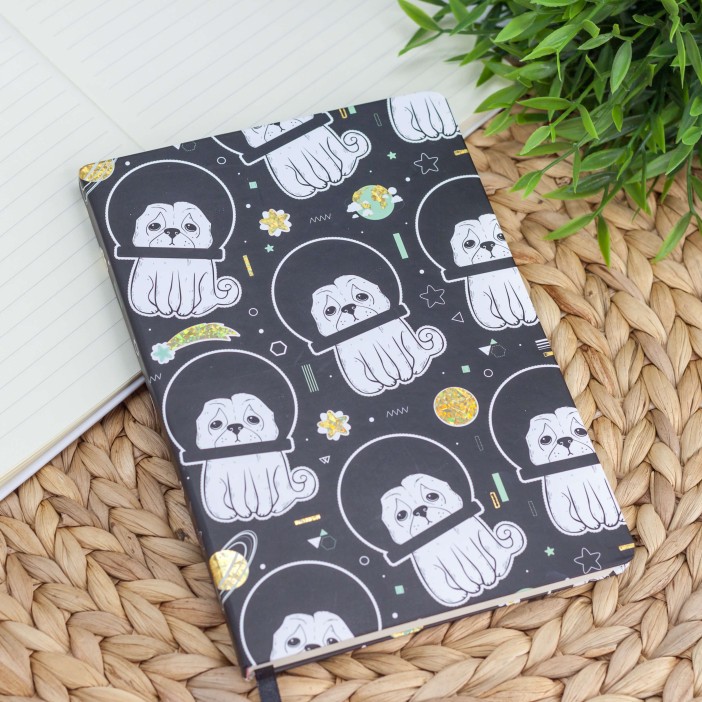 Блокнот (A5) &quot;Space dog&quot;, black (14.5*21) 