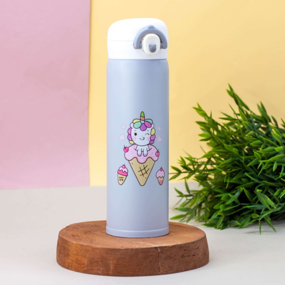 Термос "Little girl unicorn", gray (500 ml)