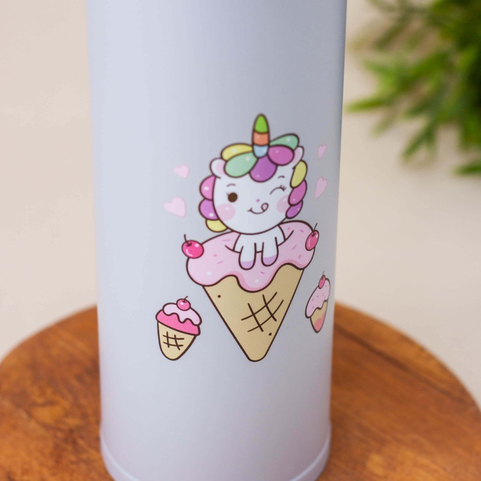 Термос "Little girl unicorn", gray (500 ml)