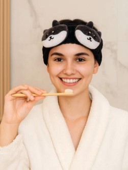 Повязка на голову "Кошачья улыбка", черная.