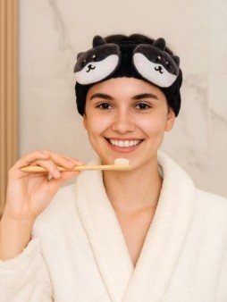 Повязка на голову "Кошачья улыбка", черная.