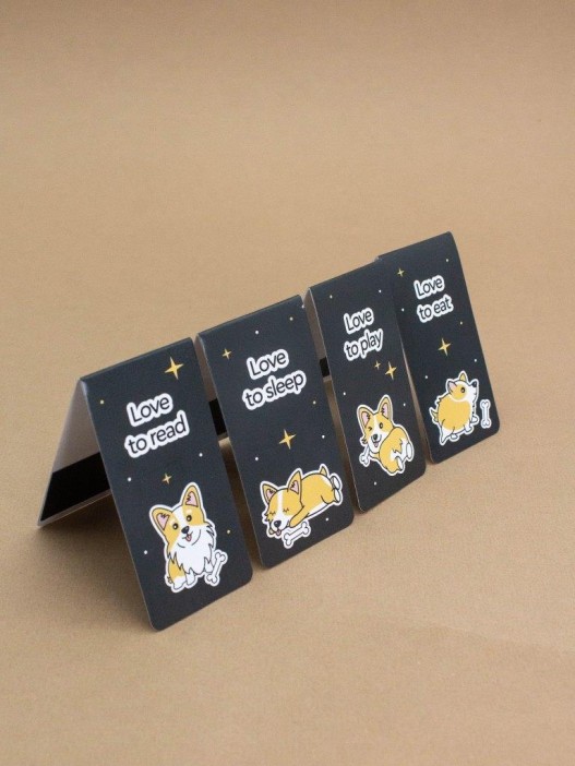 Набор магнитных закладок "Corgi love", 4 шт., 35х70 мм 