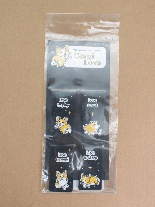 Набор магнитных закладок "Corgi love", 4 шт., 35х70 мм 