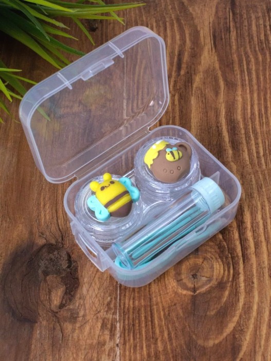 Контейнер для линз &quot;Duble bees-honey&quot;, green 