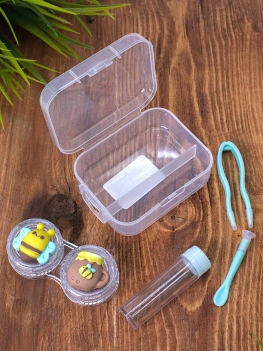 Контейнер для линз &quot;Duble bees-honey&quot;, green 