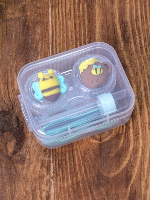 Контейнер для линз &quot;Duble bees-honey&quot;, green 