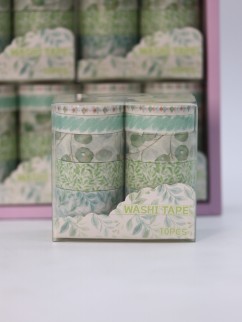 Набор декоративного скотча 10 шт. &quot;Flower power&quot;, green
