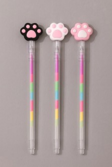 Цветная гелевая ручка "Розовая кошачья лапка", mix