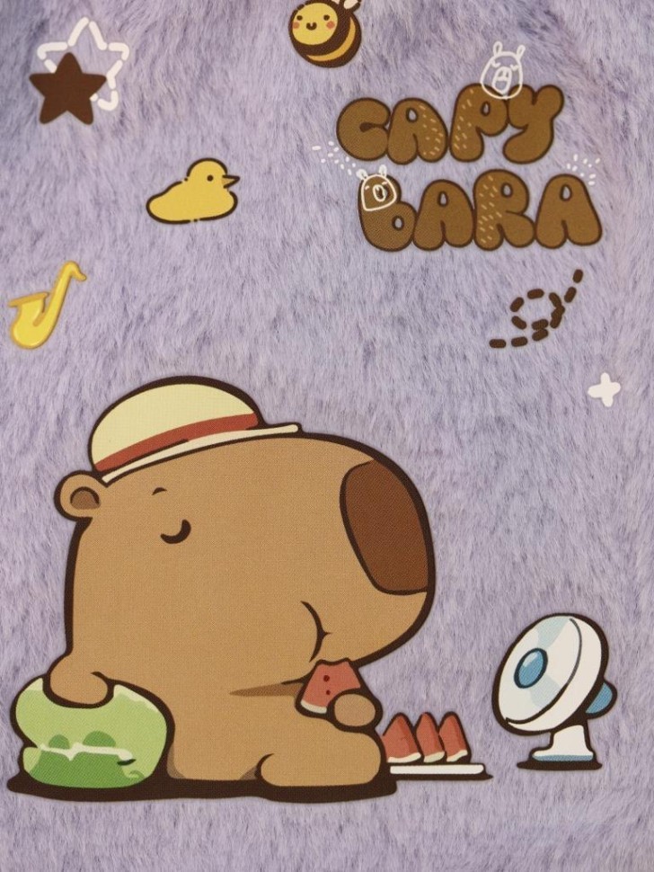 Грелка мини плюшевая "Capybara", purple, 300 мл (20*12 см)