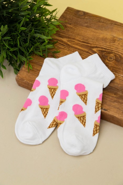 Носки женские "Ice cream horn", белый, р. 35-40 