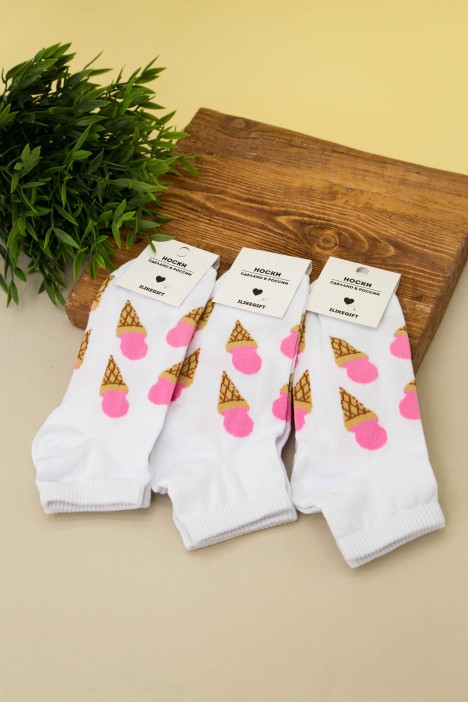 Носки женские "Ice cream horn", белый, р. 35-40 