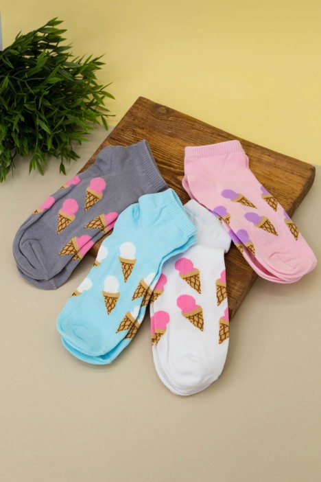 Носки женские "Ice cream horn", белый, р. 35-40 