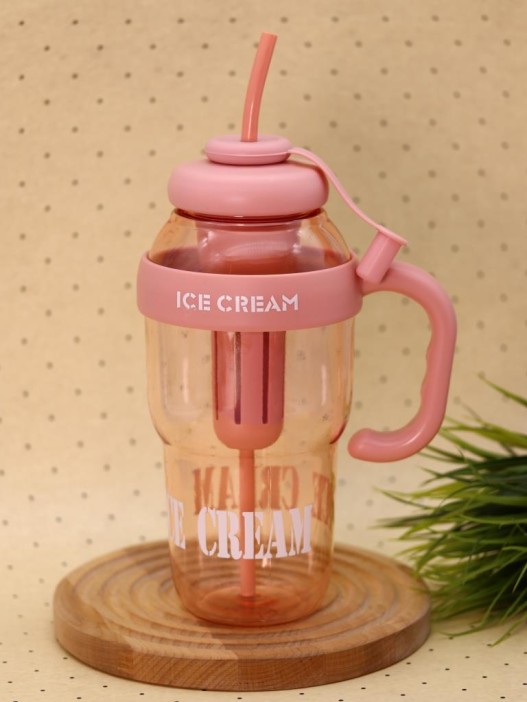 Бутылка с трубочкой "Мороженое" оранжевая, 1400 мл 