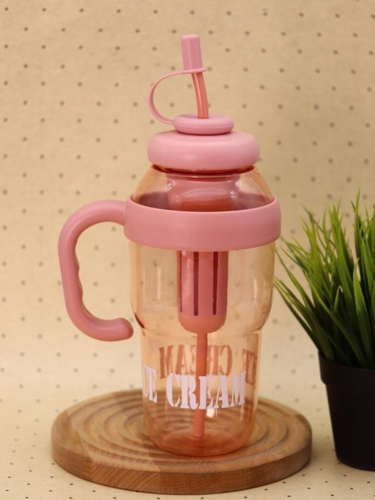 Бутылка с трубочкой "Мороженое" оранжевая, 1400 мл 