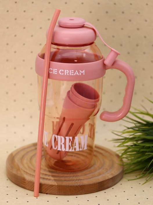 Бутылка с трубочкой "Мороженое" оранжевая, 1400 мл 