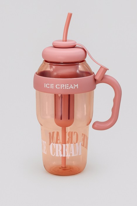 Бутылка с трубочкой "Мороженое" оранжевая, 1400 мл 