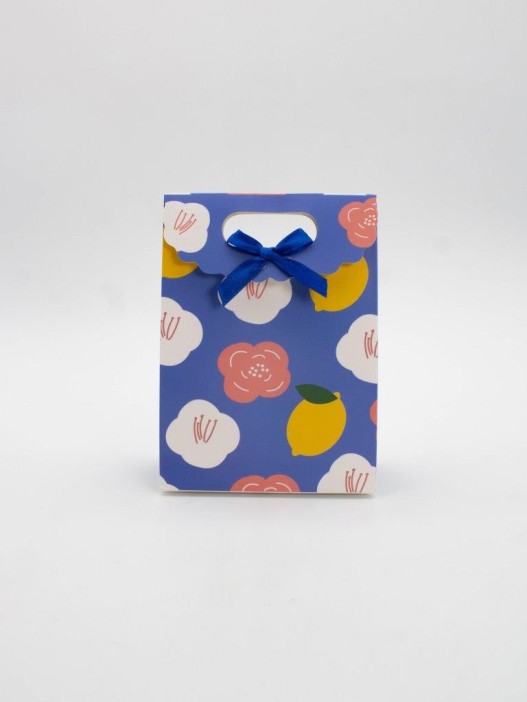 Пакет подарочный (XS) &quot;Big flowers&quot;, blue (12x6x16) 