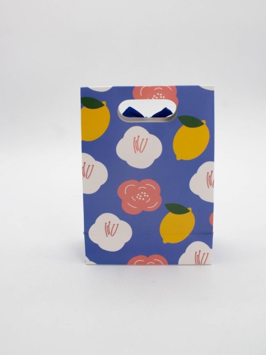 Пакет подарочный (XS) &quot;Big flowers&quot;, blue (12x6x16) 