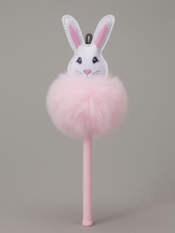 Ручка с помпоном "Пушистый заяц", светло-розовая